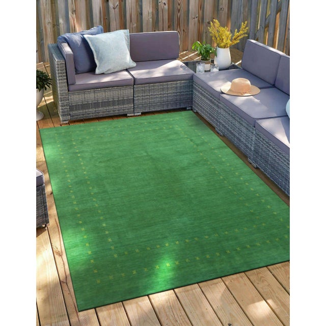 8x10 Jasmine Alluring Minimalist Green Modern Handmade Wool Area Carpet Rug For Sale - Image 4 of 4