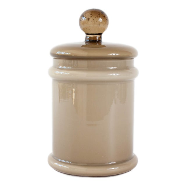 Mid-Century Modern Portuguese Grey Opaline Jar, 1960s For Sale