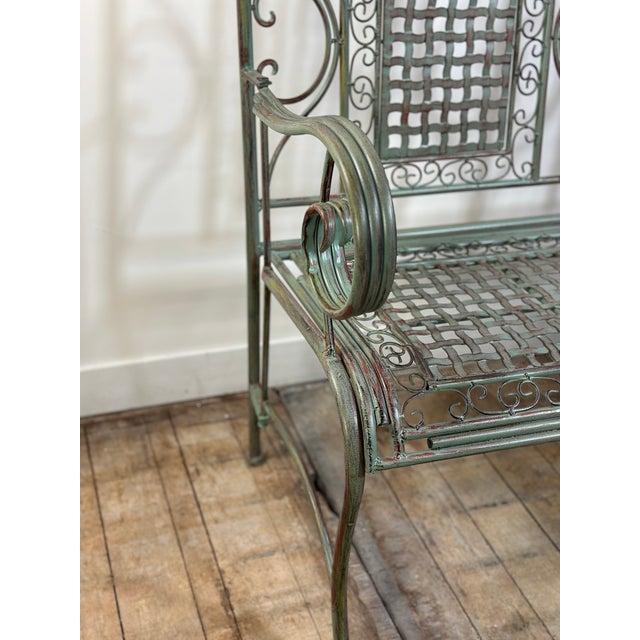 Forest Green Iron Foldable Garden Bench, 1970s For Sale - Image 8 of 10