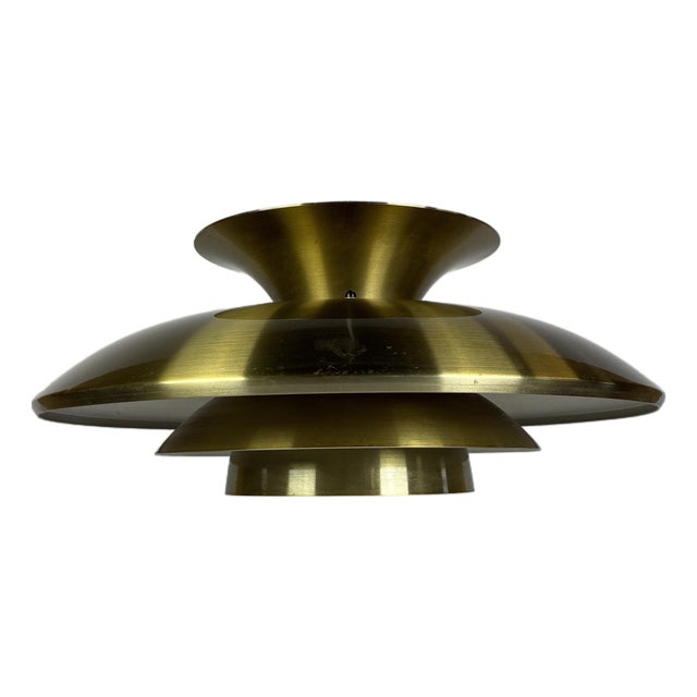 Danish Pendant Lam in Brushed Aluminium, 1970s For Sale