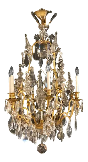 19th Century Bronze and Large Crystal Palatial Chandelier