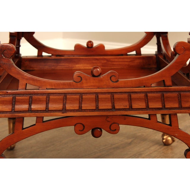 Antique Victorian Carved Cherry Two-Tier Lamp Table For Sale - Image 9 of 12