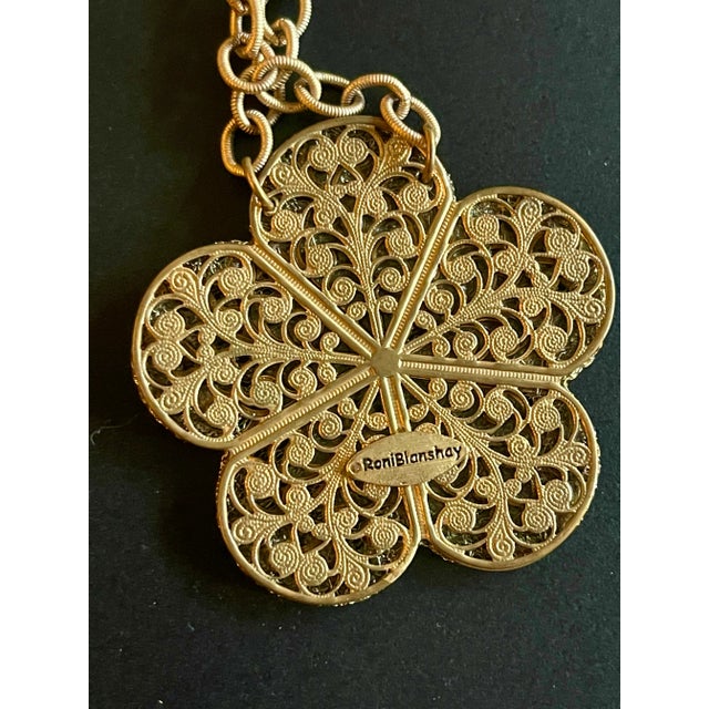 Roni Blonshay Swarovski Crystal Filigree Pendant Necklace For Sale - Image 9 of 9