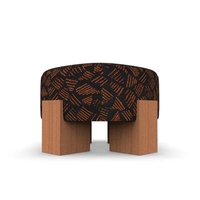 Wood Collector Cassette Pouf in Marine Kuba by Alter Ego Studio For Sale - Image 7 of 7