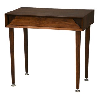 1960s Refinished Walnut Mid Century Desk Vanity by Grosfeld House For Sale