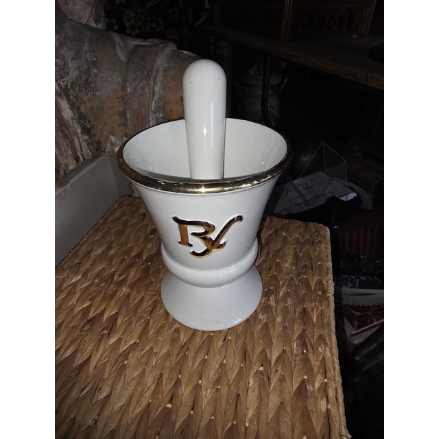 Ceramic Owens Illinois Apothecary Mortar and Pestal For Sale - Image 7 of 9
