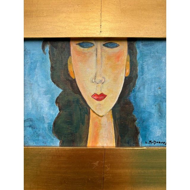 “Modi Girl” Modigliani Style Original Portrait Painting, Framed, by Linda McDonough For Sale - Image 10 of 11