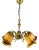 Vintage French Hanging Light in Gilt Brass & Colored Glass Lamp, 1980s For Sale