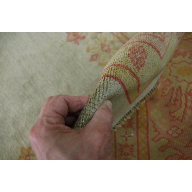 Green Late 19th Century Antique Turkish Green Oushak Rug 11'1" X 14'6" For Sale - Image 8 of 12