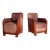 Pair of French Cubist Club Chairs in Leather and Hide, C. 1920s For Sale