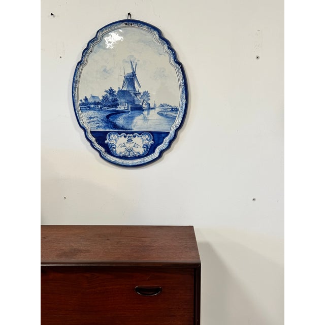 Ceramic 19th Century Dutch Delft Plaque Large Windmill For Sale - Image 7 of 10