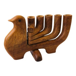 Vintage Articulating Wood Bird Candle Holder For Sale