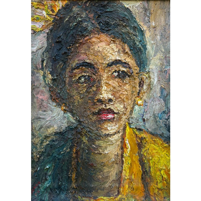 1970s Ngura KK, Portrait of a Girl, 1970s, Oil Painting on Canvas, Framed For Sale - Image 5 of 7