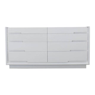 Mid-Century Modern White Lacquer 8-Drawer Double Dresser For Sale