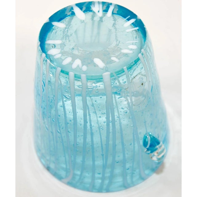 1970s Vintage Italian Murano Venini Venetian Art Glass Ice Bucket Blue and White For Sale - Image 10 of 12