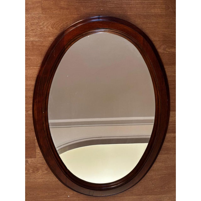 Vintage Oval Mirror in Stained Wood, 1970s For Sale - Image 17 of 17
