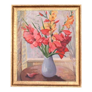 Gunnar Larsson, Flowers, 1950s, Oil on Canvas, Framed For Sale
