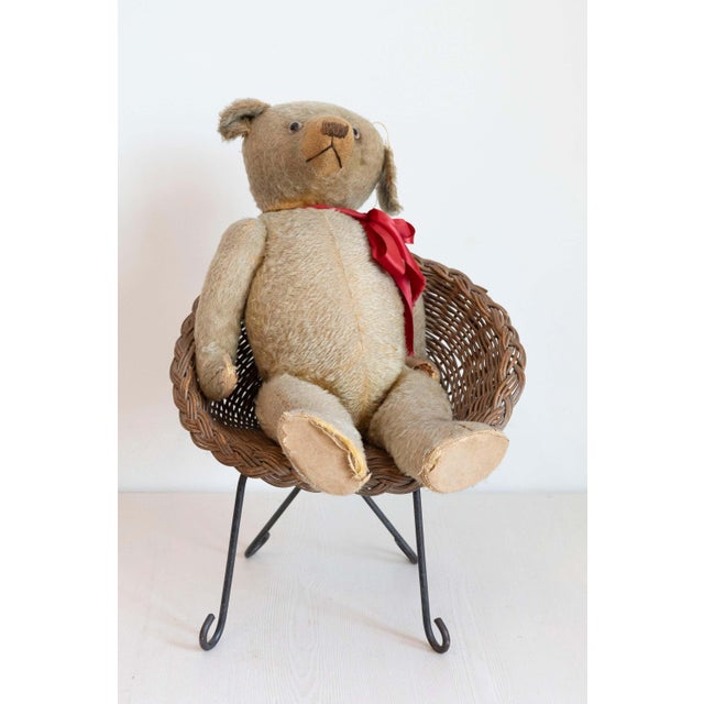 Antique American Teddy Bears with Ribbons Sitting in Wicker Chairs, Priced Each For Sale - Image 14 of 15