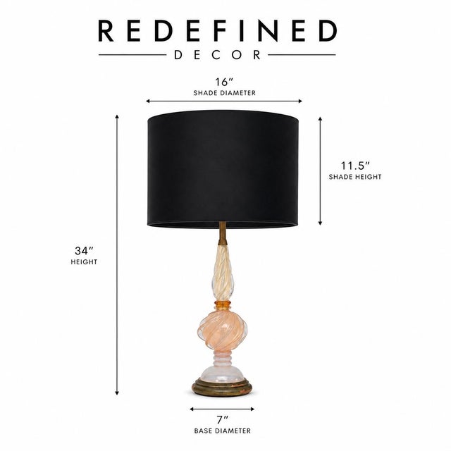 A commanding pair of hand-blown Murano glass table lamps by Archimede Seguso, imported by the Marbro Lamp Company of Los...
