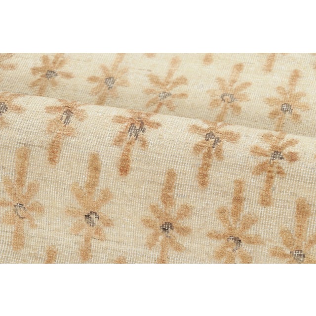 Contemporary Block Print Beige Natural Silk Runner by Rug & Kilim, India For Sale In New York - Image 6 of 9
