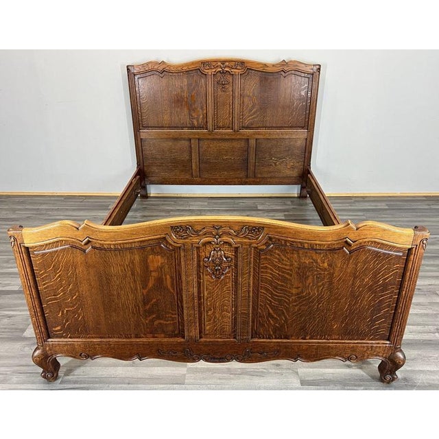 Vintage French Louis XVI Bed Frame in Oak For Sale - Image 12 of 12