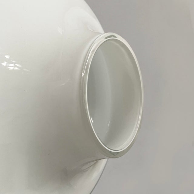 1970s Italian Modern Round Wall Lamps in Opaline Glass, 1970s, Set of 2 For Sale - Image 5 of 11