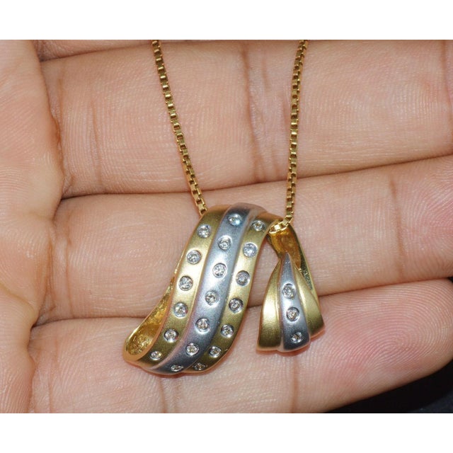 Gold Vintage Natural 0.23cts Diamond 14k Solid Gold Slide Pendant For Sale - Image 8 of 10