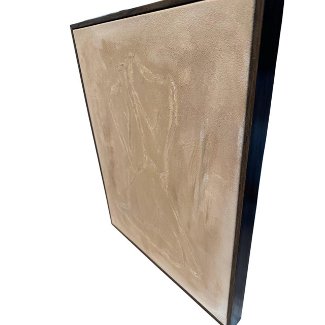 Almond Original Contemporary Textured Female Figure Painting by Artist "Marek" in Neutral Tones – 16" X 20" For Sale - Image 8 of 12
