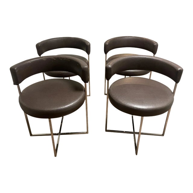 Mid Century Style Chrome Dining Chairs - Set of 4 For Sale