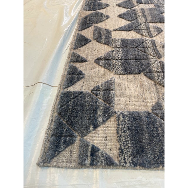 Brooklyn Hand Knotted Wool Rug, Ivory/Light Blue - 12' x 15' For Sale - Image 4 of 5