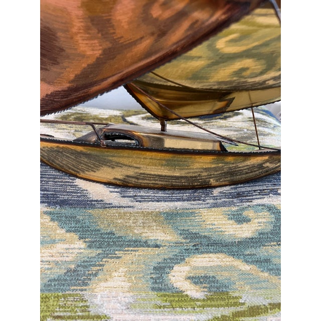 Brass Large Mid Century Sailboat Wall Sculpture by Mario Jason For Sale - Image 8 of 9