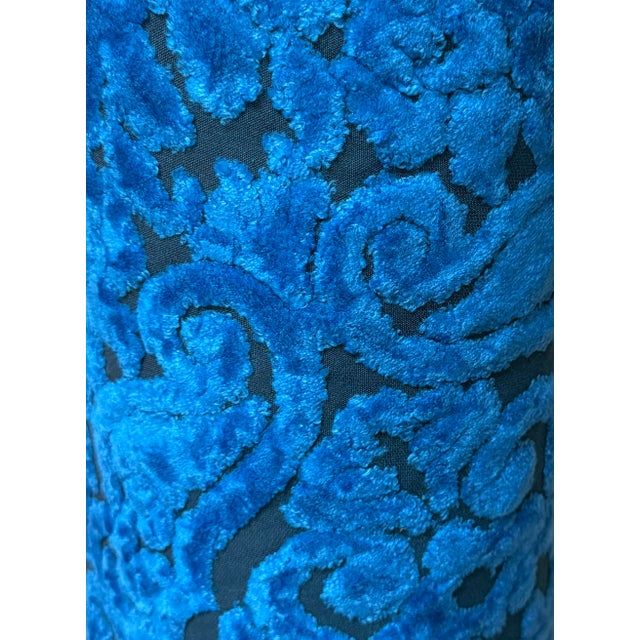 Pierre Frey 11 Yards of Pierre Frey Electric Blue Fabric Cut Velvet Damask Fabric For Sale - Image 4 of 6
