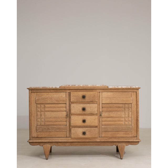 1940s Oak Art Deco Sideboard With Marble Top For Sale - Image 10 of 17