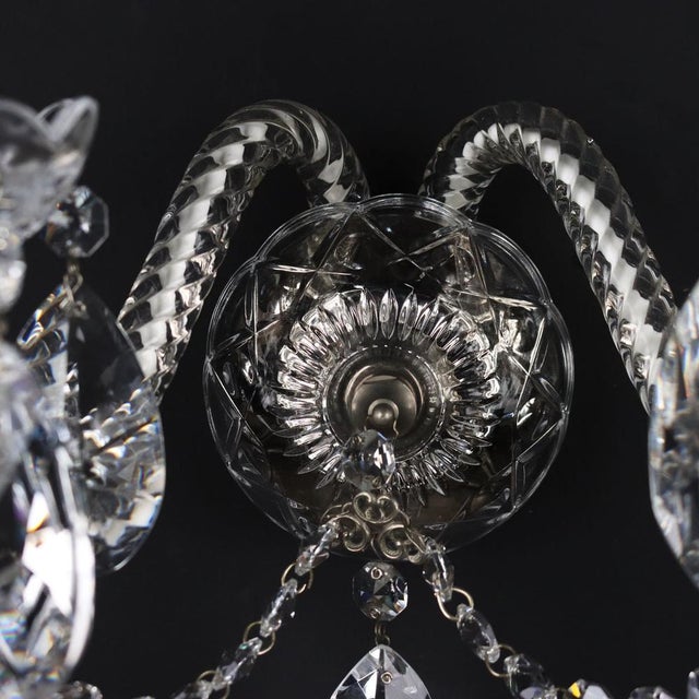 20th Century 2-Light Wall Sconce with Crystal Arms, Italy For Sale - Image 5 of 7