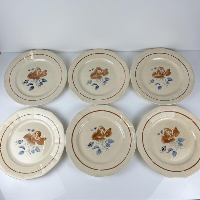 Vintage Dinner Plates with Floral Motif from Sarreguemines, 1920s, Set of 6 For Sale - Image 11 of 11