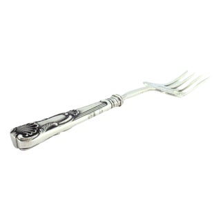 Silver Fish Serving Fork with Engravings and Reliefs For Sale