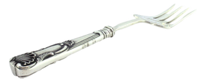Silver Fish Serving Fork with Engravings and Reliefs