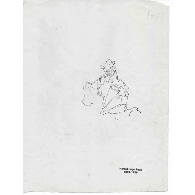 Figurative Harold Hope Read Boudoir Scene Drawing For Sale - Image 3 of 3