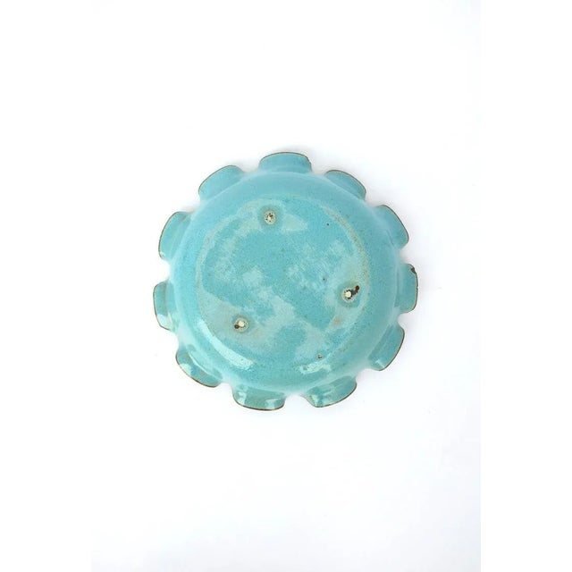 Sky Blue Pottery Bowl with Ruffled Edge For Sale - Image 11 of 13