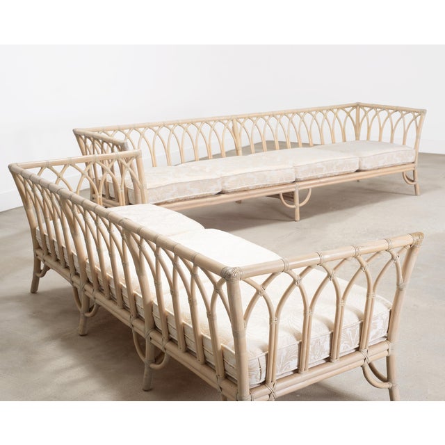 Pair of McGuire Organic Modern Rattan Cathedral Sofas 7 Ft 9 Ft For Sale - Image 16 of 18