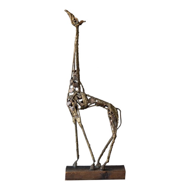 Mid Century Modern Abstract Metal Giraffe Sculpture For Sale