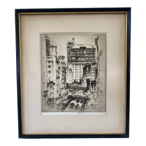 Joseph Pennell Well-Listed Ny / Pa Artist Original Etching of Nyc Signed Framed