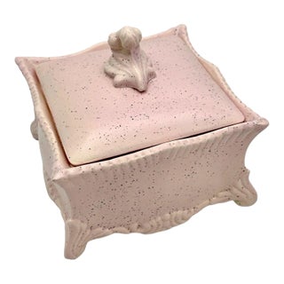 Vintage Victorian Style Pink Ceramic Trinket Box For Sale