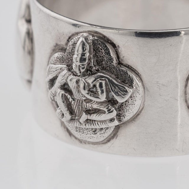 Antique Indian Silver Cased Napkin Rings, 1890s, Set of 6 For Sale - Image 6 of 14