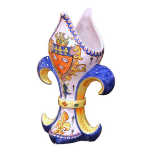 19th Century French Faience Alcide Chaumeil Fleur-De-Lys Vase