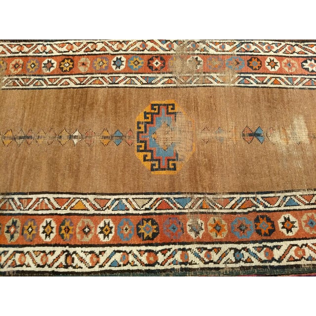Antique 19th C. Persian Kurdish Camelhair Runner Rug, Hand-Knotted Geometric Pattern, 4x12, Camelhair & Ivory For Sale - Image 12 of 15