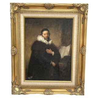 J Gaston, Portrait of Don Gianni Cononico, Head of Catholic Church, Palermo, 20th Century, Oil on Board, Framed For Sale