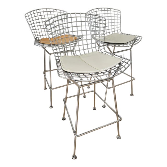 1990s Knoll Harry Bertoia Bar Stool Authentic - Set of 3 For Sale