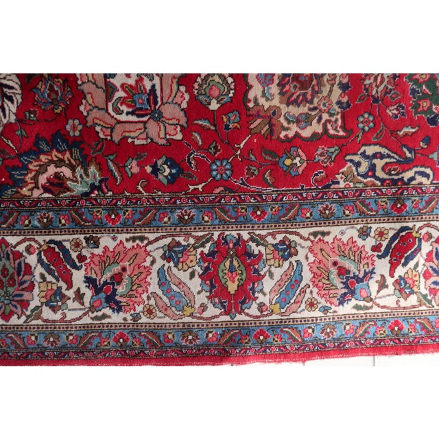 1920s, Antique Tabriz Wool Rug, Allover Shah Abbasi Floral, Crimson Field, 9 X 13 For Sale - Image 9 of 16