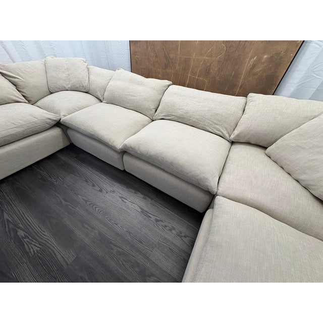 Rh Cloud Modular Sectional 6-Piece Configuration | Perennials® Performance Textured Linen Weave | Warm Neutral For Sale In Columbus - Image 6 of 18